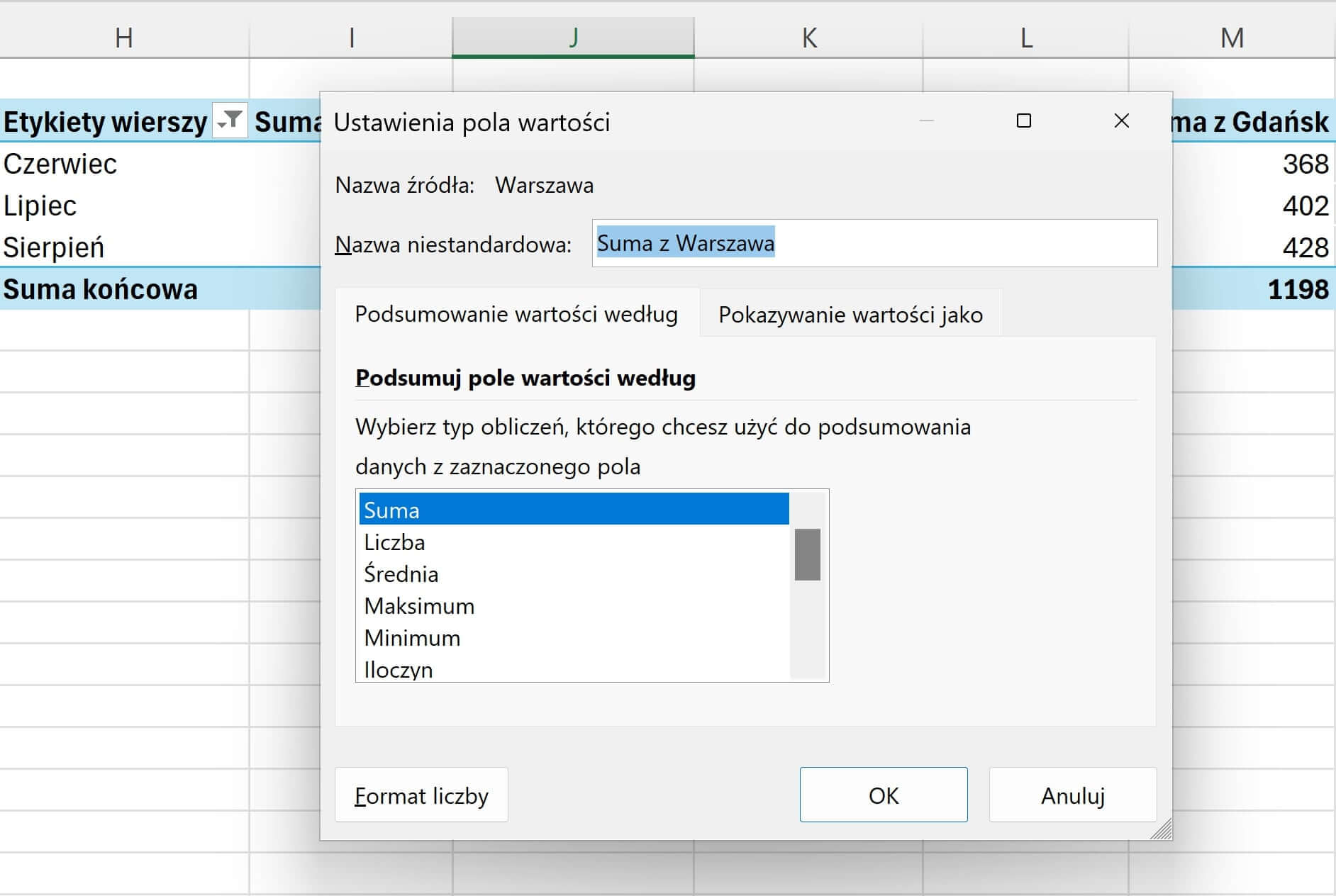Tabele przestawne Excel 4