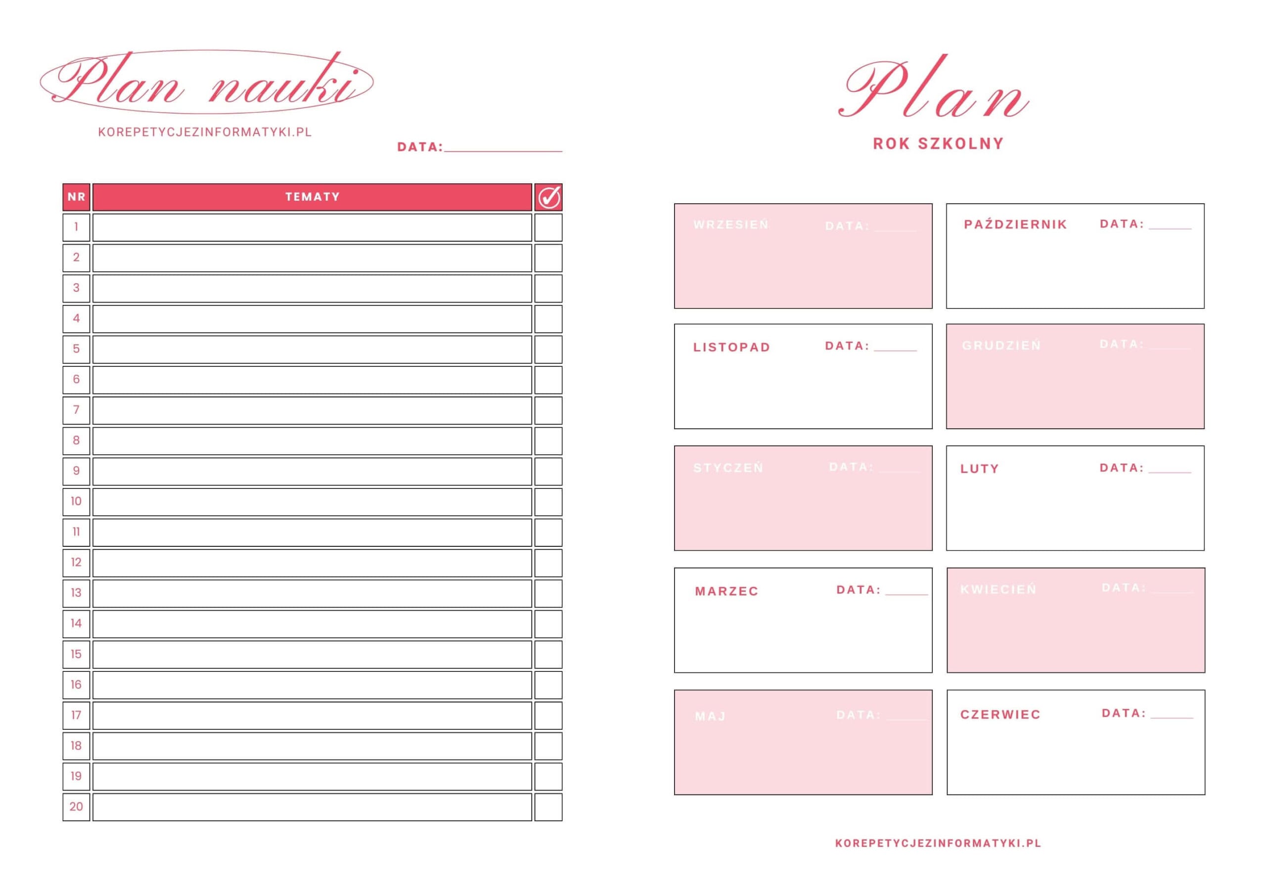 Plan nauki