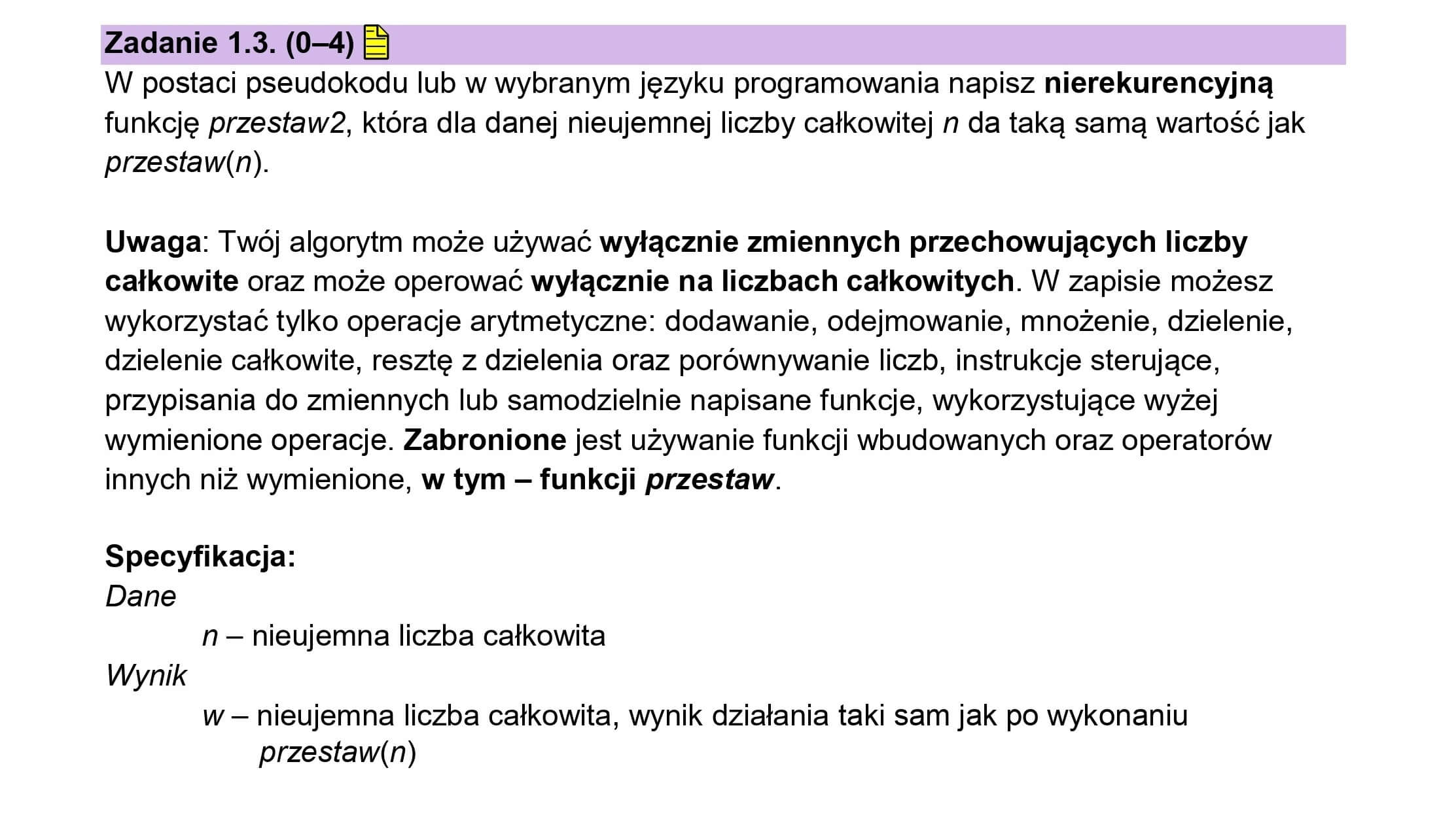 Rozwiązanie - Matura z informatyki 2025 - Zadanie 1.3
