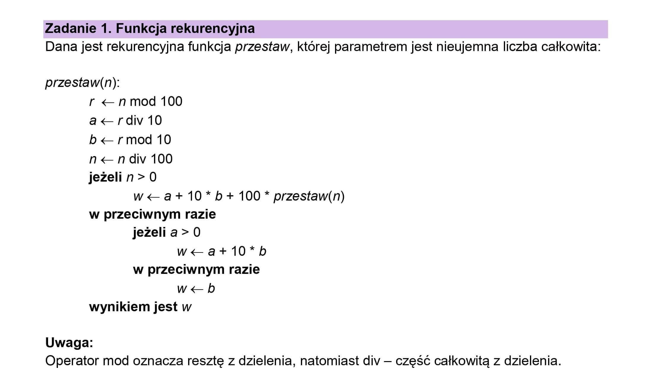 Rozwiązanie - Matura z informatyki 2025 - zadanie 1